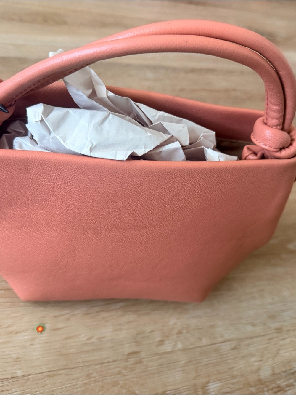 Coral Pink Knotted Handle Women's Handbag